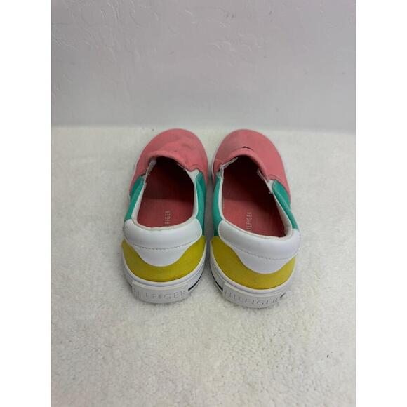 Tommy Hilfiger Pink Green Colorblock Slip On Sneakers Tennis Shoes SZ‎ 4 - Picture 3 of 7